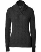 Ralph Lauren Black Label Cashmere Cable Knit Shawl Collar Pullover - Lyst
