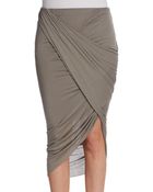 Helmut Lang Draped Asymmetrical Jersey Skirt - Lyst