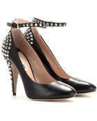 Miu Miu Studded Leather Pumps - Lyst