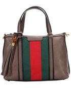 Gucci Grey Field Leather Web Stripe Convertible Tote - Lyst