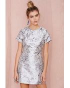 Nasty Gal Motel Cheeky Metallic Jacquard Dress - Lyst