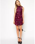 Asos Shift Dress In Animal Scuba With High Neck - Lyst
