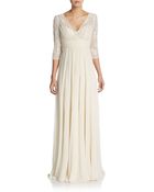 Teri Jon Lace & Chiffon Empire-Waist Gown - Lyst