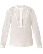 Rebecca Taylor Lace-Panel Silk Blouse - Lyst