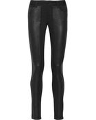 Alice + Olivia Leather-Paneled Stretch-Jersey Skinny Pants - Lyst