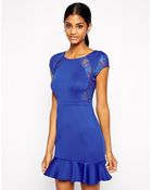 TFNC Pep Hem Dress With Lace Inserts - Lyst