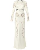 Alexander McQueen Floral-Embroidered Satin Gown - Lyst