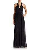 BCBGMAXAZRIA Halter Silk-chiffon Gown - Lyst