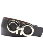Ferragamo Hickory Leather Double Gancini Belt - Lyst