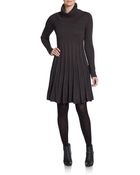 Calvin Klein Pleated Knit Sweater Dress - Lyst