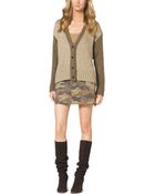 Michael Kors Metallic-Knitted Boyfriend Cardigan - Lyst