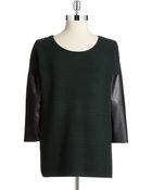 Calvin Klein Faux Leather Accented Top - Lyst