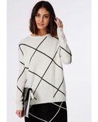 Missguided Grid Check Knitted Jumper Cream - Lyst