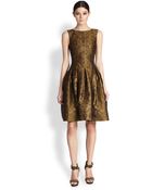 Oscar de la Renta Pleated Lamé Jacquard Dress - Lyst
