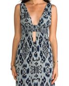 Indah Anjeli Plunging V-Neck & Back Empire Maxi Dress - Lyst