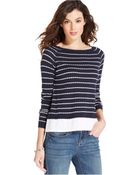 Tommy Hilfiger Striped Layered-Look Sweater - Lyst