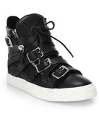 Giuseppe Zanotti Leather Buckle Hightop Sneakers - Lyst