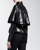 Alexander McQueen Longsleeve Capelet Leather Jacket - Lyst