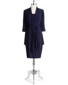 Jones New York Three Quarter Sleeved Shift Dress - Lyst