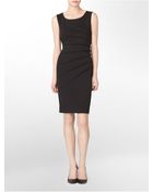 Calvin Klein Side Ruched Sleeveless Sheath Dress - Lyst