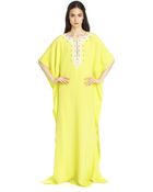 Oscar de la Renta Long-Sleeve Embroidered Caftan - Lyst