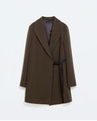 Zara Coat With Wraparound Collar - Lyst