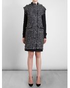 Lanvin Tweed Front Knit Coat - Lyst