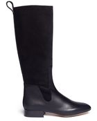 Chloé Leather And Suede Knee Boots - Lyst