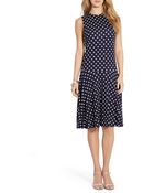 Ralph Lauren Lauren Petites Polka Dot Drop Waist Dress - Lyst