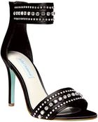 Betsey Johnson Charm Crystallized Satin Heels - Lyst