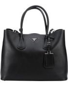 Prada Black Leather 'City' Double Handbag - Lyst