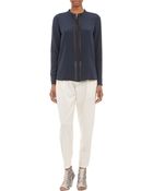 Vince Chiffon-Stripe Silk Blouse - Lyst