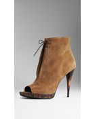 Burberry Calf Suede Ankle Boots - Lyst