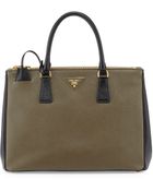 Prada Saffiano Lux Bicolor Double-zip Tote Bag - Lyst
