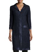 Oscar de la Renta Shimmertweed Long Coat Navy 6 - Lyst