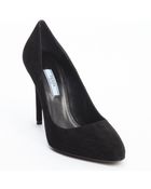 Prada Black Suede Classic Pumps - Lyst