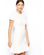 Asos Pencil Dress In Texture With Peplum Hem - Lyst