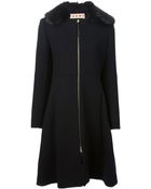 Marni Beaver Fur Collar Coat - Lyst