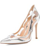 Gianvito Rossi Western Plexy Metallic Leather Pumps - Lyst