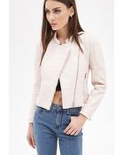 Forever 21 Quilted Faux Leather Jacket - Lyst