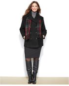 London Fog Plus Size Wool-Blend Pea Coat & Scarf - Lyst