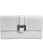Rebecca Minkoff Silver Leather Studded Flip Lock 'Coco' Clutch - Lyst