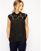 Asos Blouse With Lace Panels - Lyst