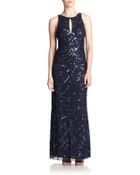 Aidan Mattox Embellished Keyhole Gown - Lyst