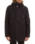 Harris Wilson Kyoto Navy Hooded Parka With Removable Sherpa Lining - Lyst