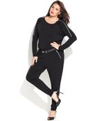 Michael Kors Michael Plus Size Zipsleeve Belted Jumpsuit - Lyst