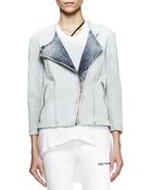Helmut Lang Faded Denim Moto Jacket - Lyst