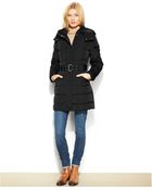 Tommy Hilfiger Hooded Belted Puffer Coat - Lyst