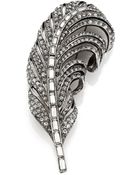 Oscar de la Renta Pave Crystal Feather Pin - Lyst