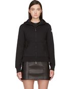 Moncler Black Hooded Zip_Up Sweatshirt - Lyst